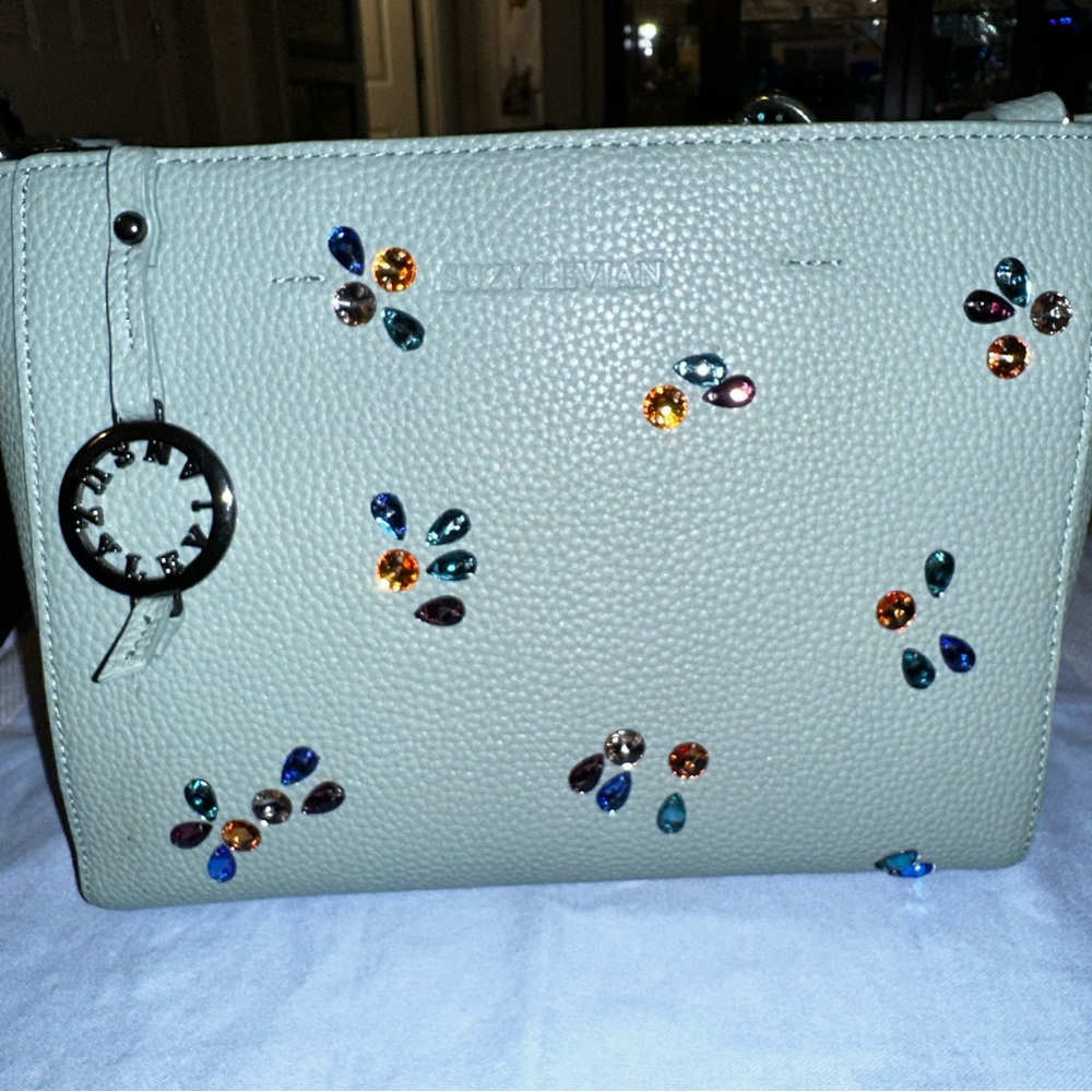 Suzy Levian blue jeweled handbag